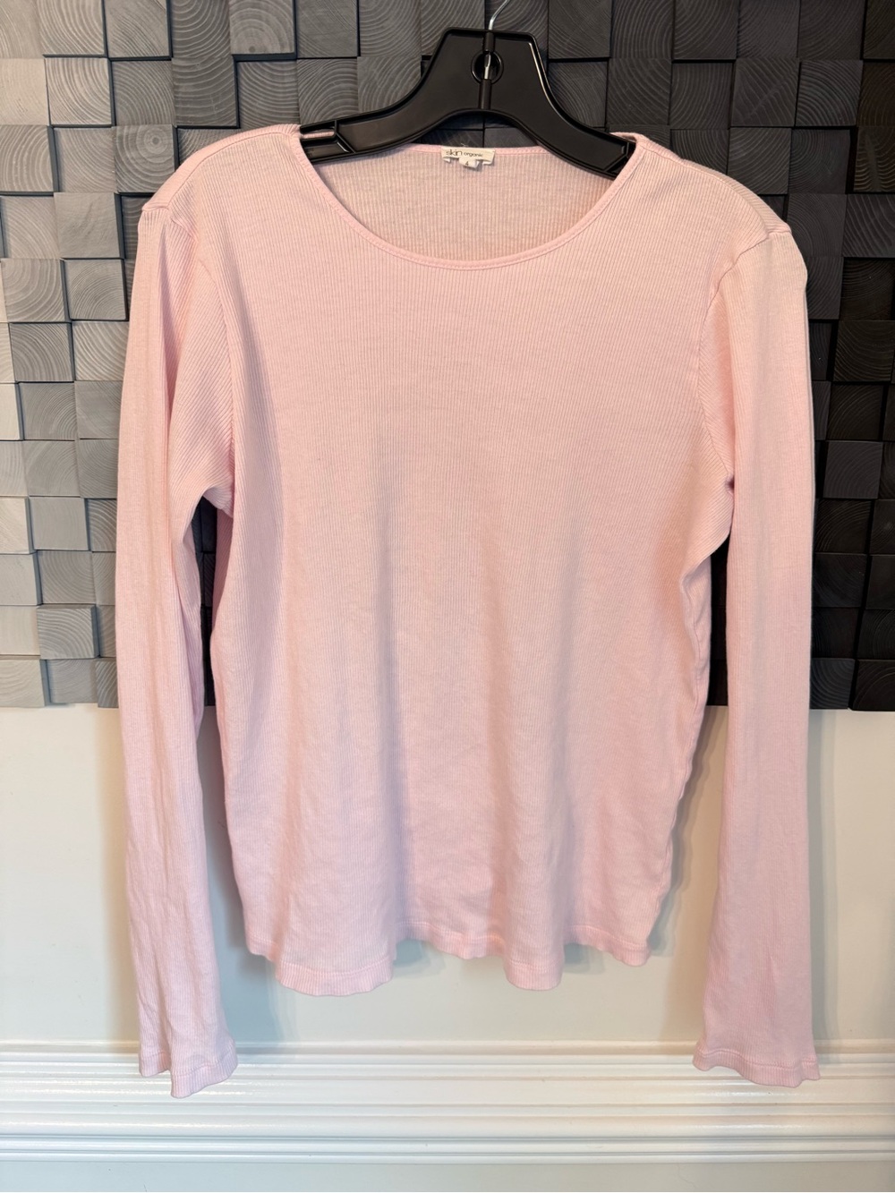 Skin Long-Sleeve Crewneck Top - Pale Pink
